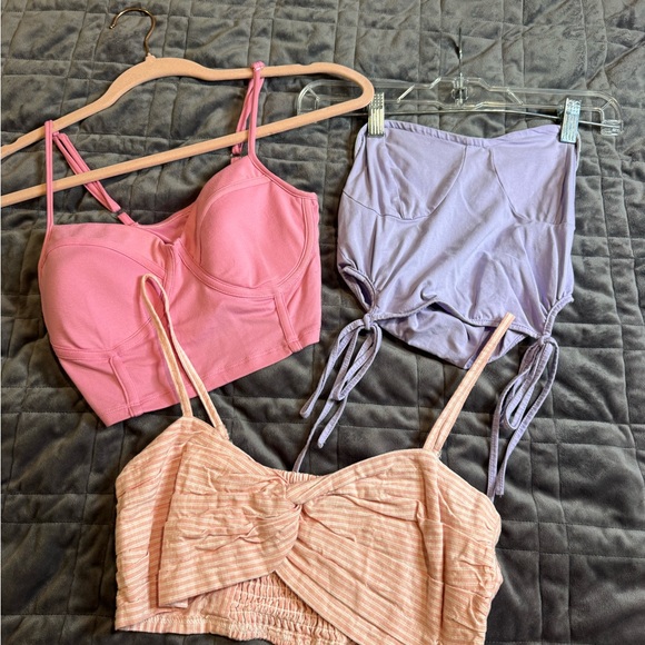 No Boundaries Tops - Pink and Purple Crop Top Set!